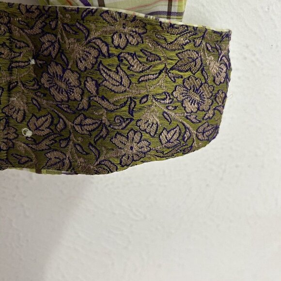 Robert Graham Men's Plaid Floral Embroidered Button-up Shirt Flip Cuff Size L - Picture 6 of 6